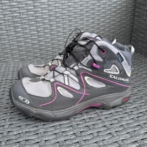 Salomon Trax Mid WP Trail Hiking Boots Waterproof  Contagrip Pink Youth Size 3